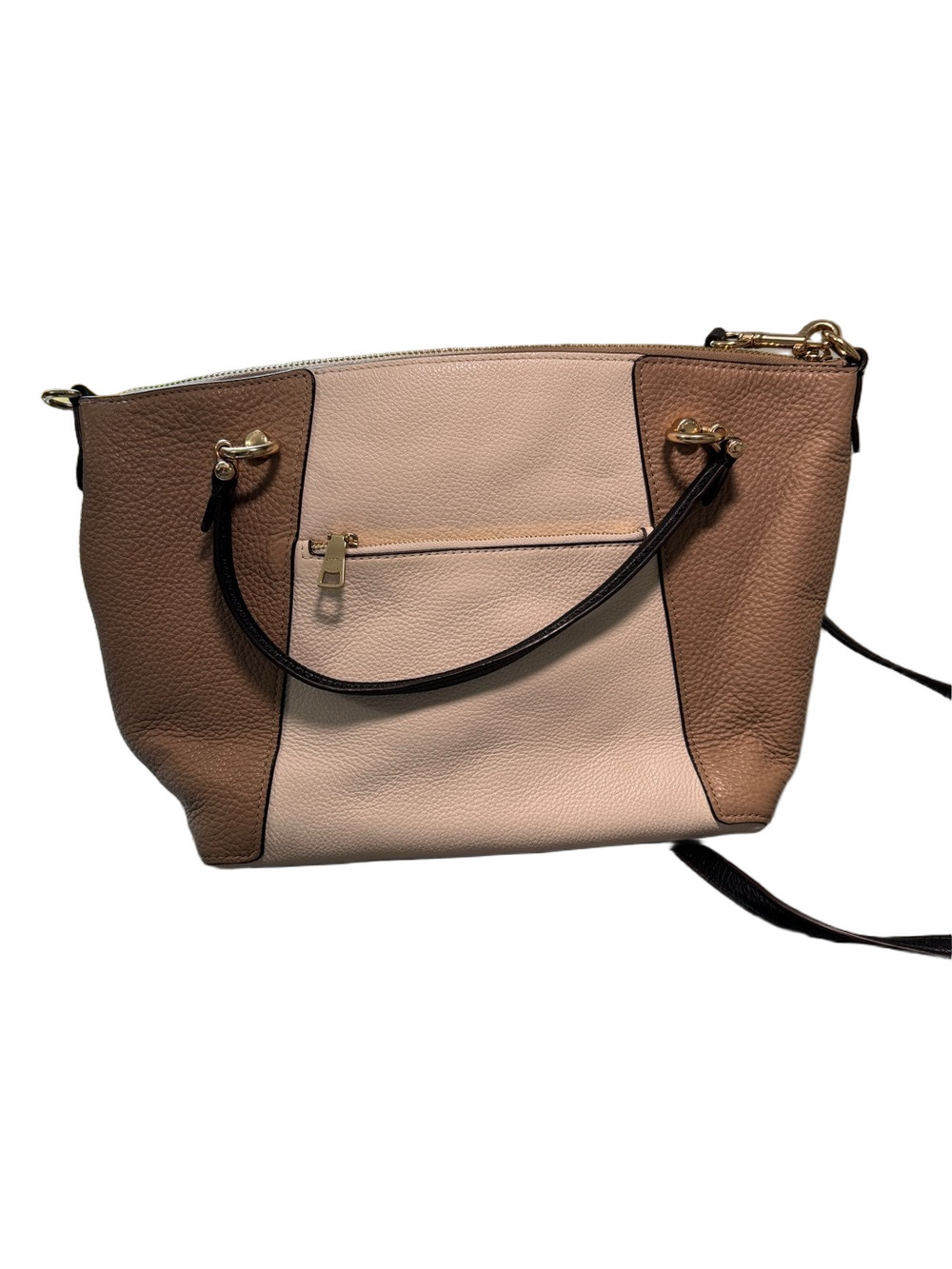 Coach Kacey Cream Tan Pebble Leather Crossbody Tote with Gold Hardware - Picture 3 of 7